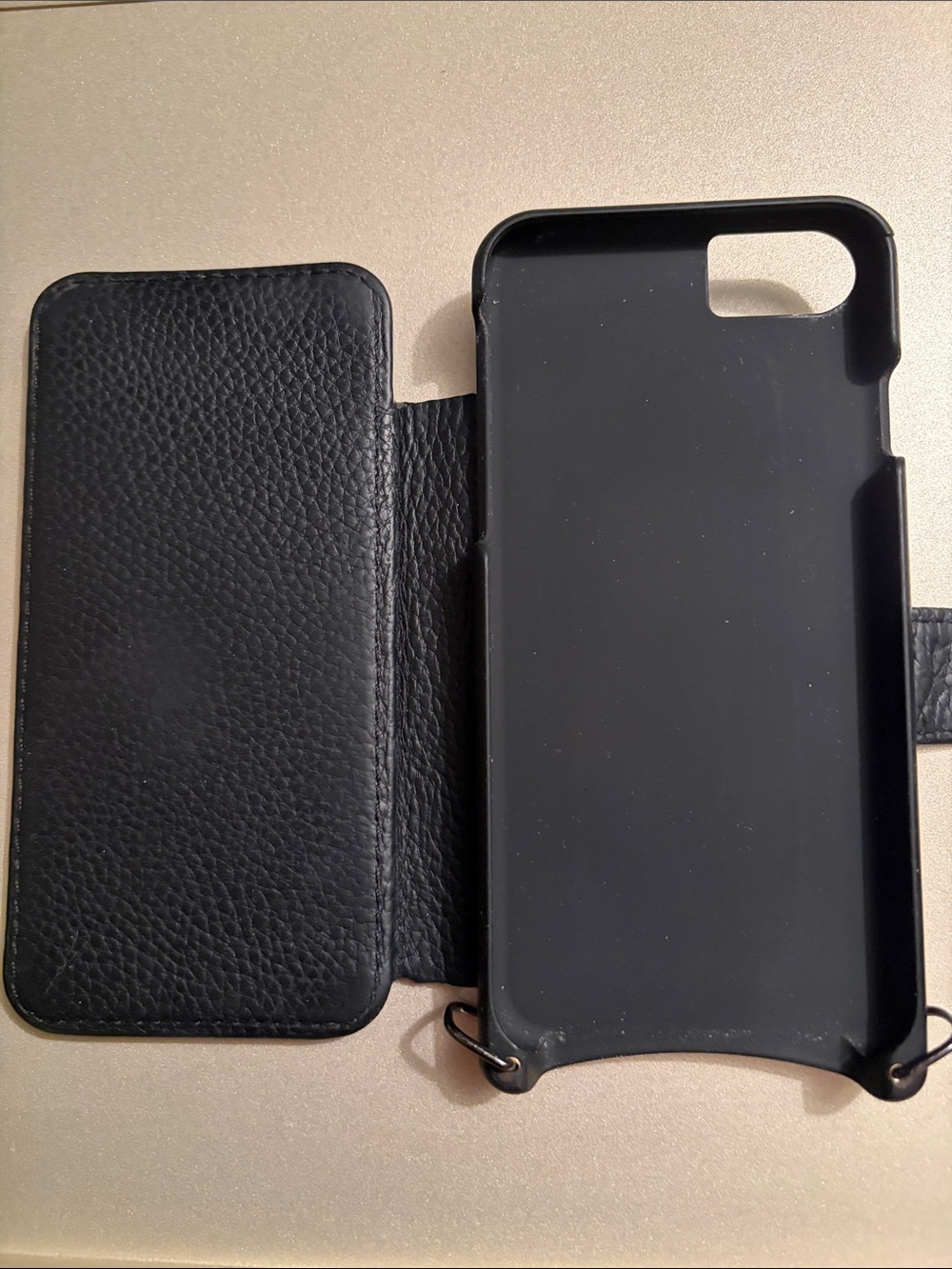 Bandolier Hailey Folio Black Leather Crossbody iPhone 8/7/6/SE Case with Strap - Picture 2 of 3